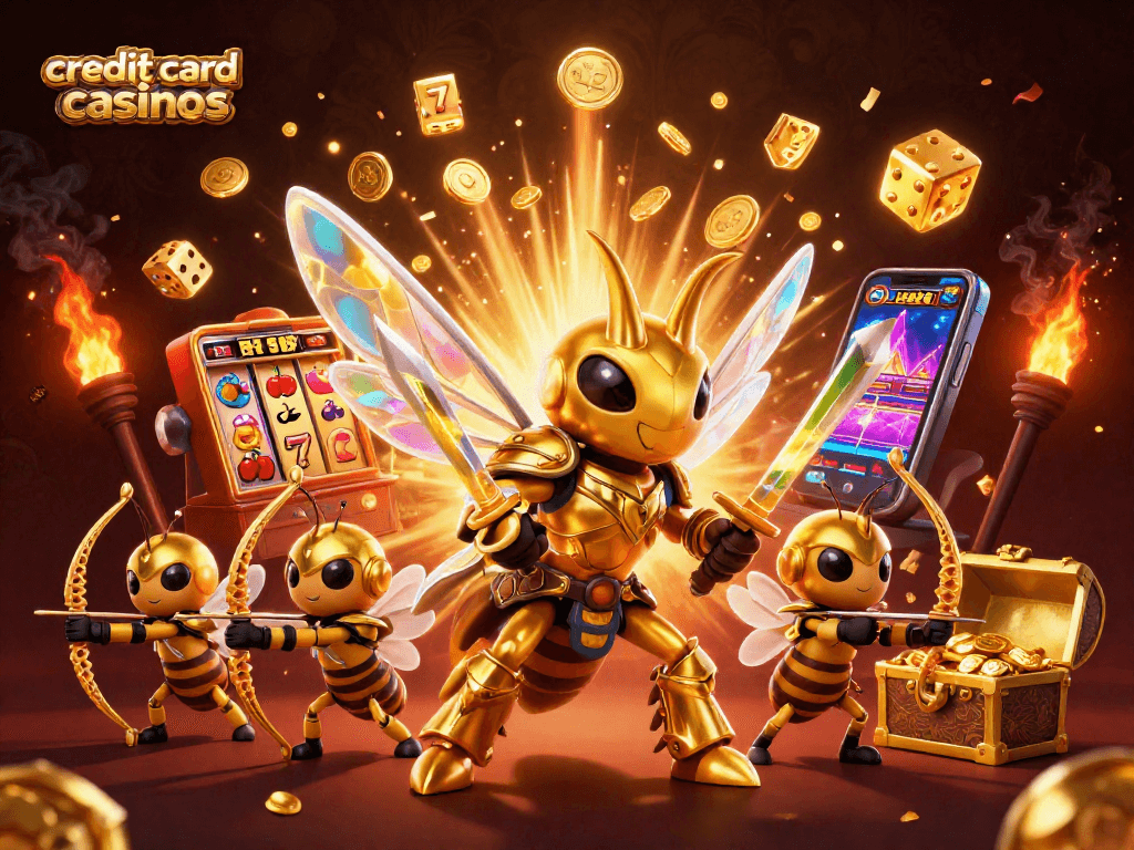 Experience the excitement of credit card casinos with vibrant 3D characters and dynamic casino elements.