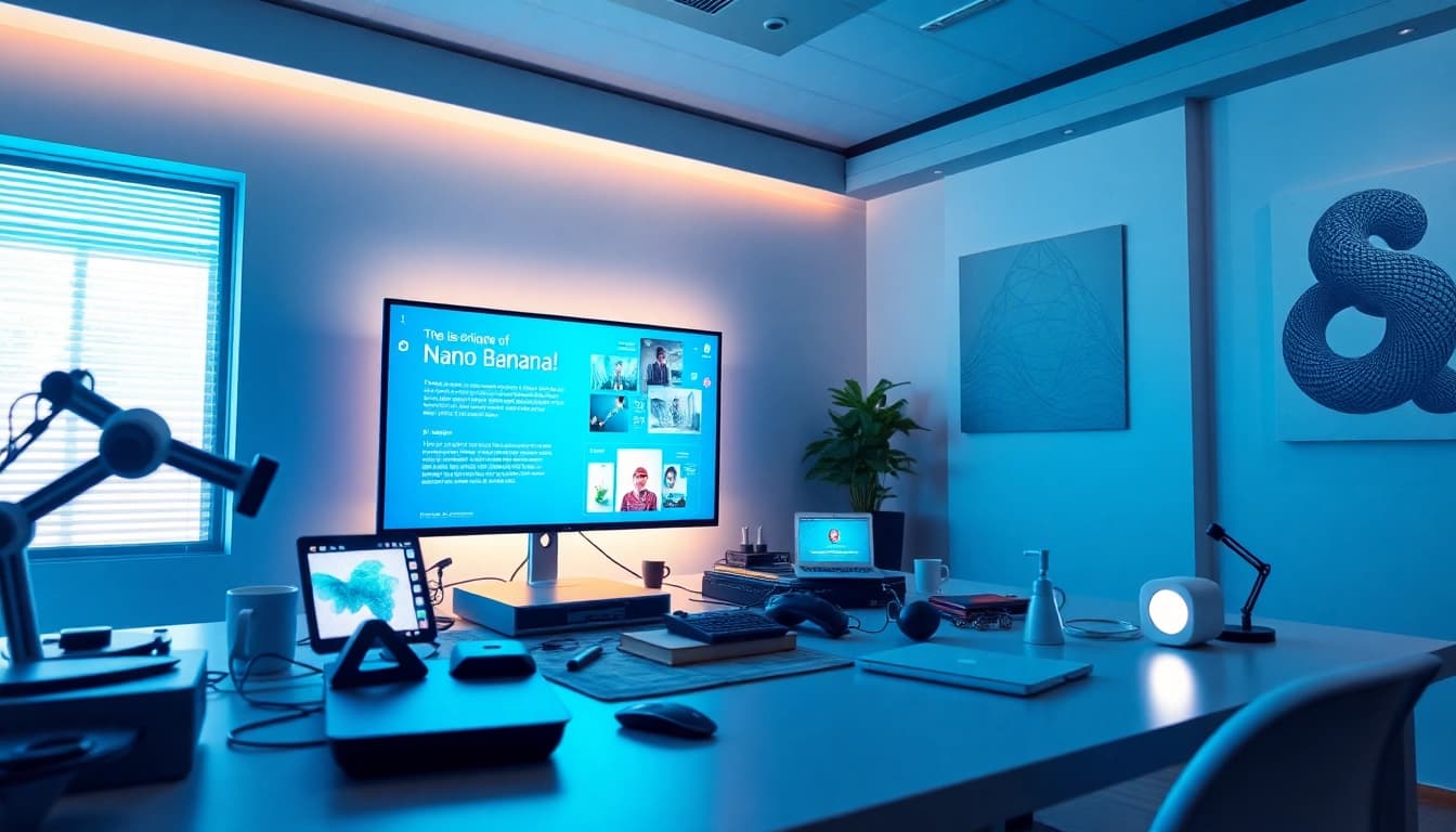 Nano Banana AI image editor interface showcasing innovative photo editing and image generation technology in a modern workspace.