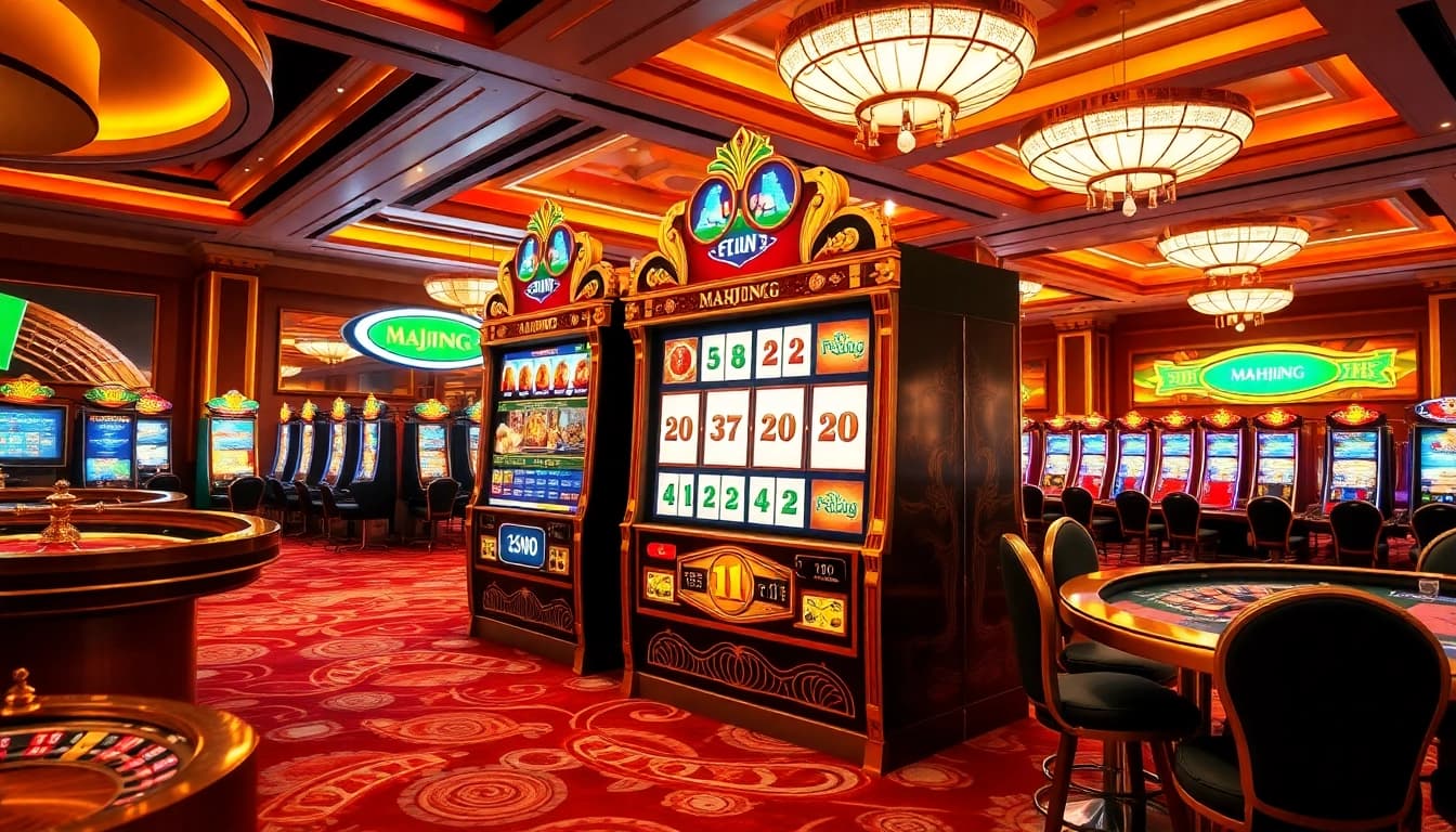 Rasakan sensasi Slot Demo Mahjong dengan visual kasino yang hidup dan elemen permainannya yang menarik.