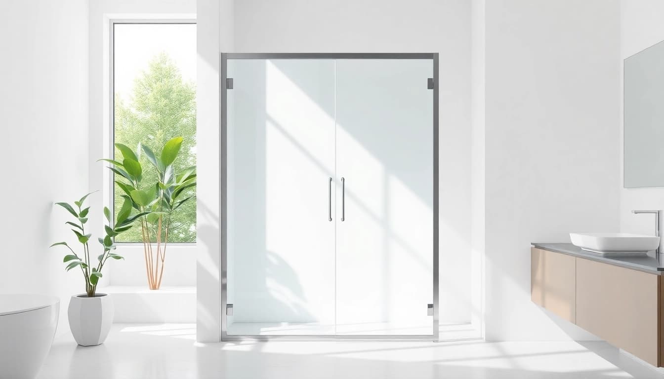 Elegant semi-frameless shower screen enhancing modern bathroom aesthetics.