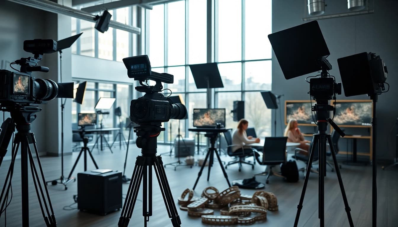 Showcasing video production edmonton studio with modern equipment and creative atmosphere.