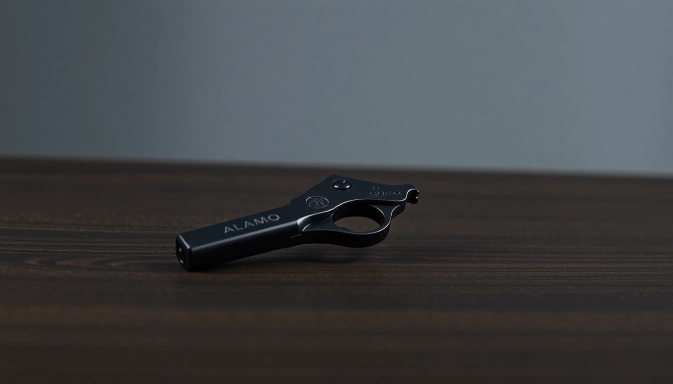 Alamo trigger highlighting its design and performance features prominently.
