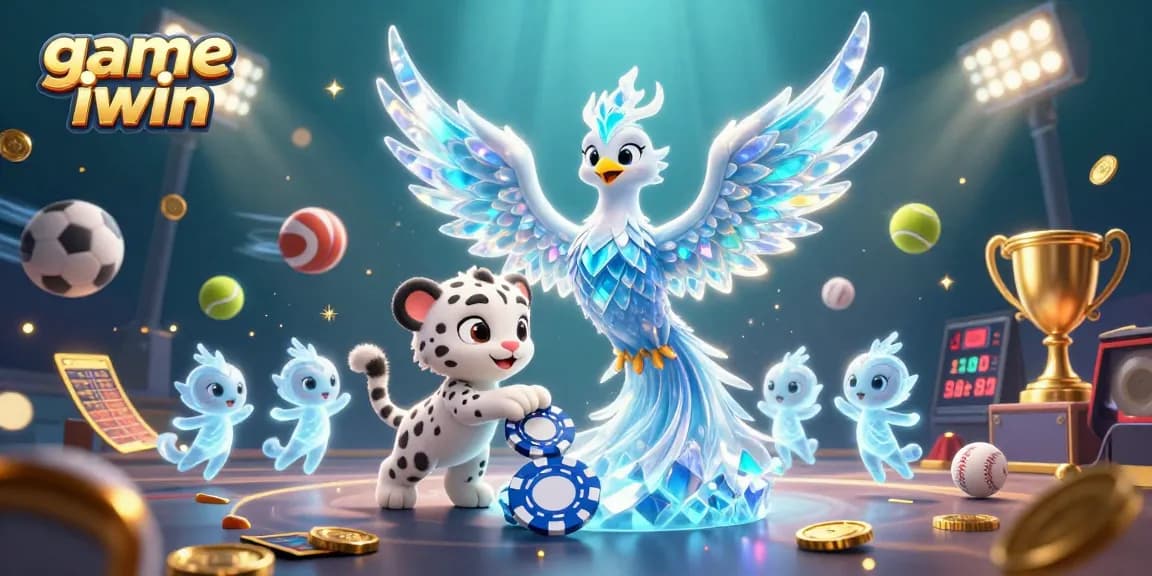 Play exciting games at game iwin, featuring an enchanting ice phoenix and dynamic casino elements.