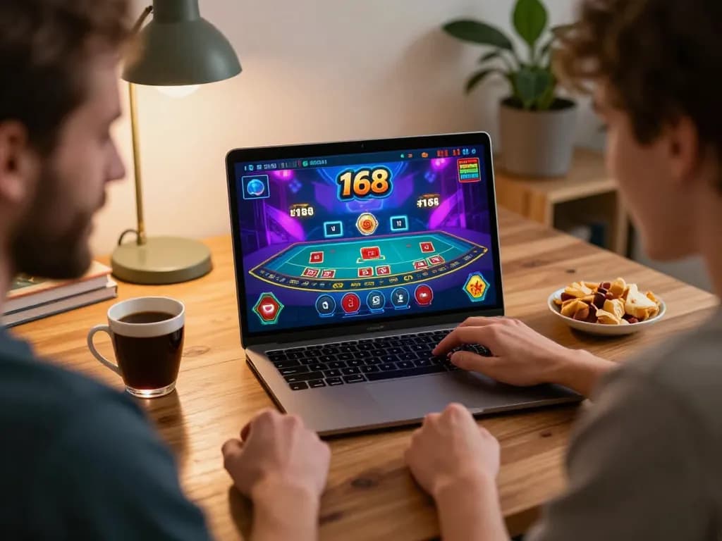 Player placing a bet on c168 blackjack at home with cozy setup and engaging interface.