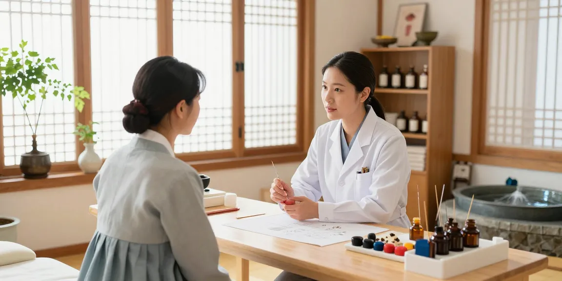 Consultation at 수원한의원 highlighting traditional medicine practices and patient-centered care.