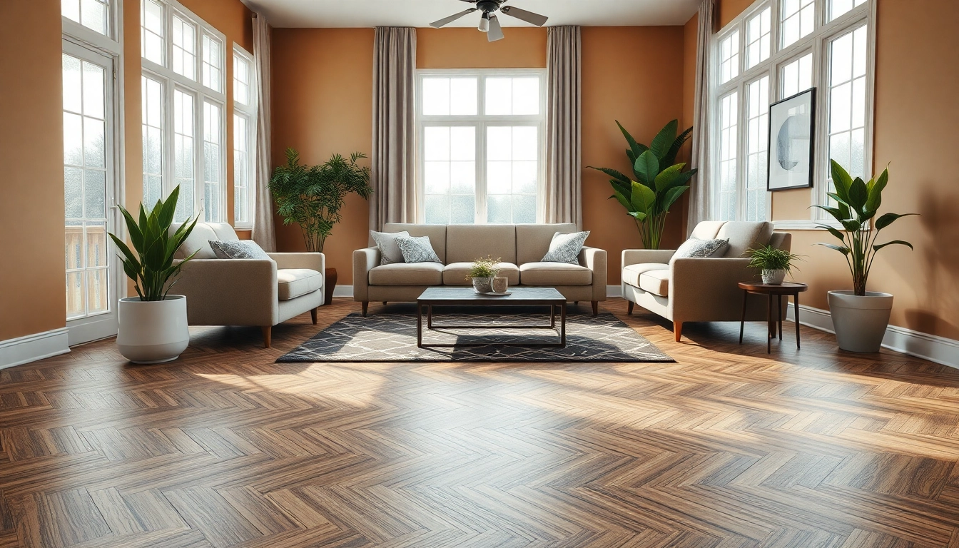 Explore beautiful luxury vinyl flooring near me in a stylish living room setting with natural light.