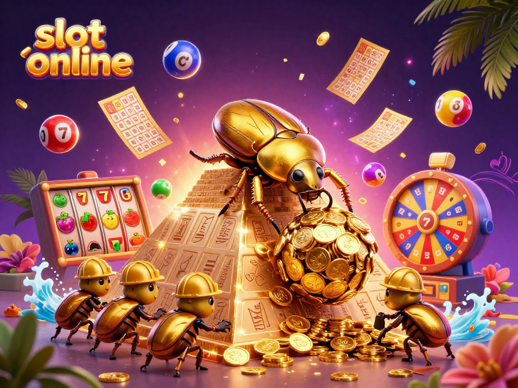 Engage in the exciting world of slot online with vibrant colors and casino symbols.