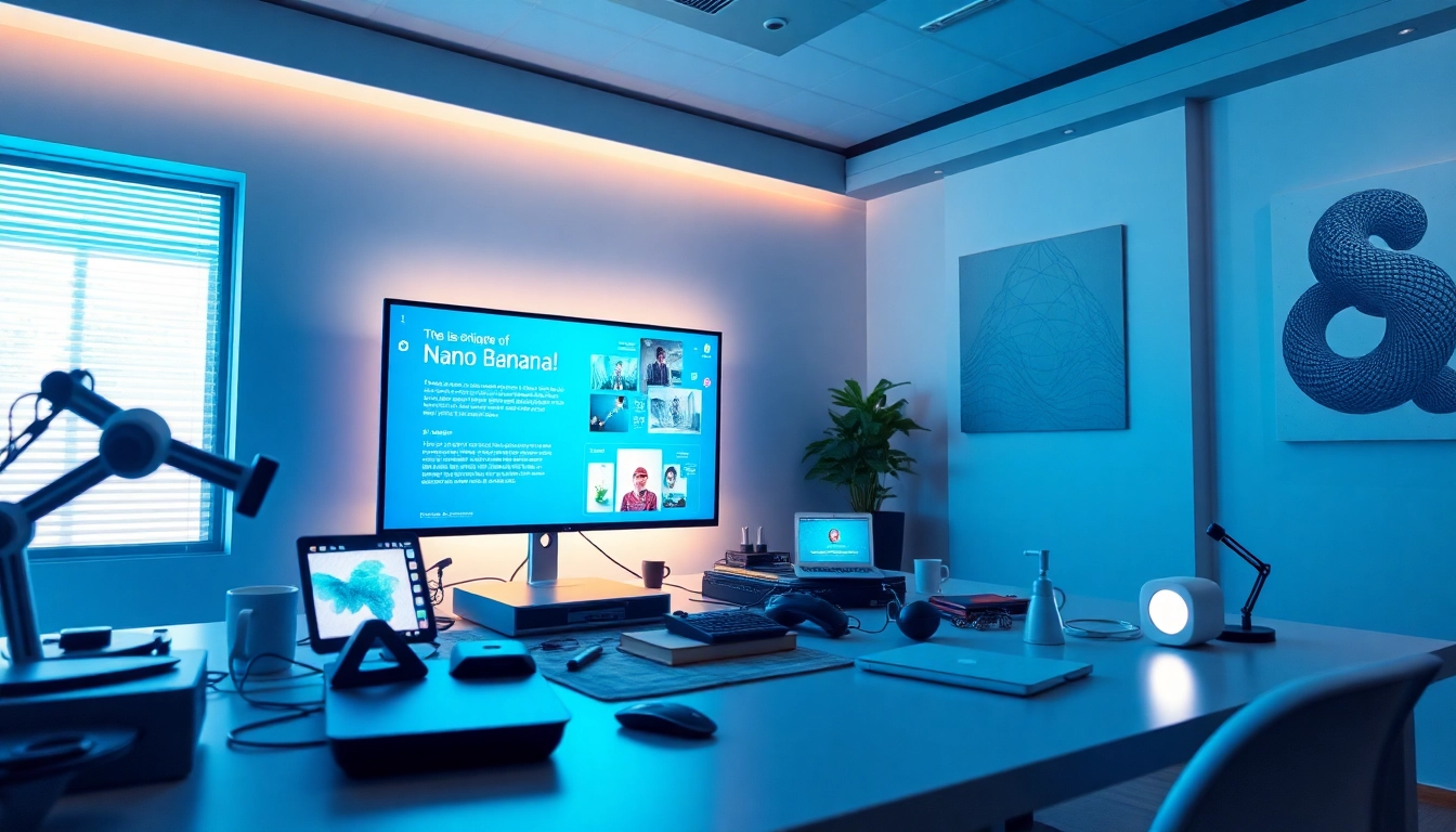 Nano Banana AI image editor interface showcasing innovative photo editing and image generation technology in a modern workspace.