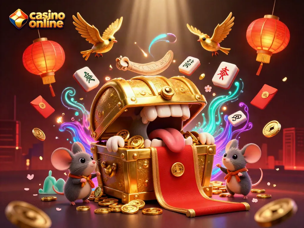 Juega en un casino online y descubre tesoros en esta ilustración vibrante llena de emoción y riqueza.