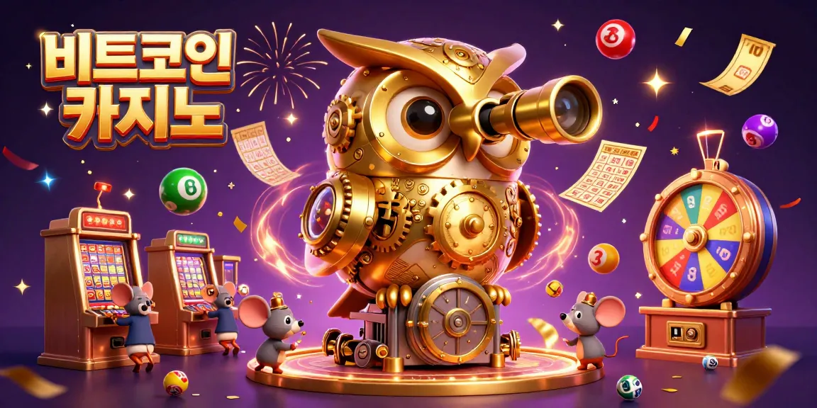 비트코인 카지노에서 슬롯 머신 사이를 스커리며 상금을 노리는 쥐들, 풍성한 색감의 요소들로 가득한 장면