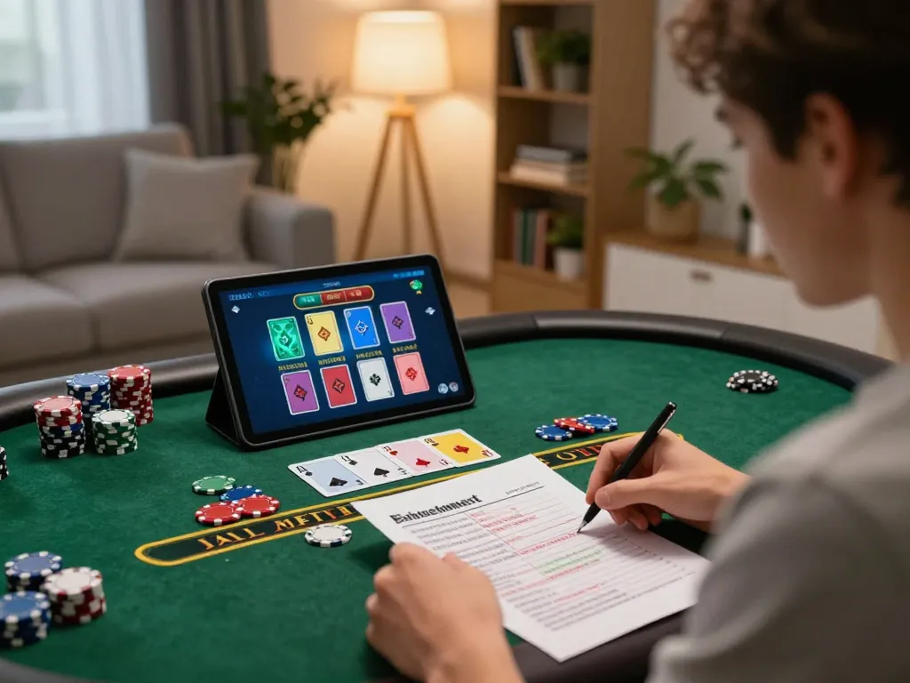 Player engaging in a blackjack game on TR88, focusing on winning strategies in a cozy home setting.