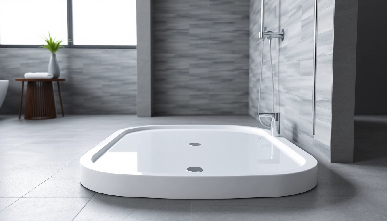 Show shower base showcased in a modern, well-lit bathroom setting.