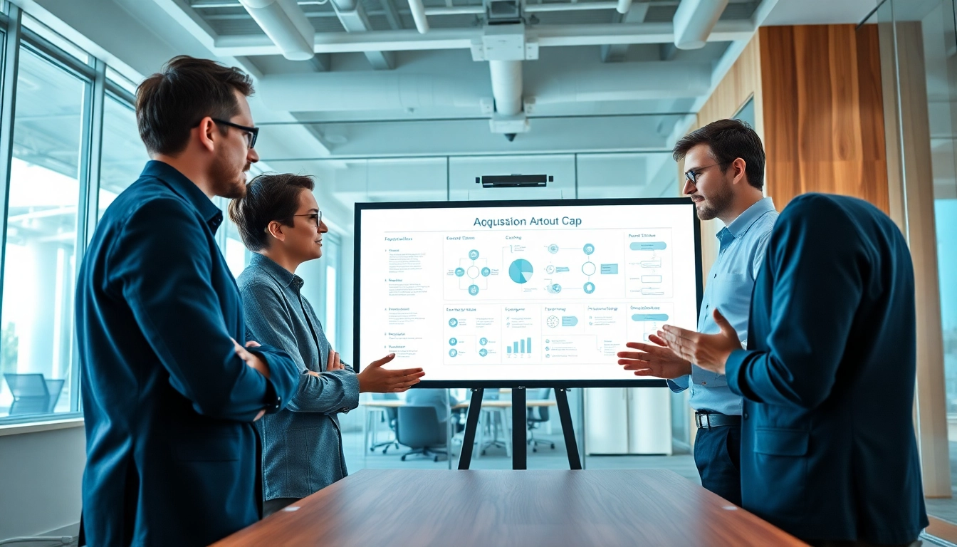 Illustration of professionals engaging in Acquisition Planning/Strategy Capture Management discussions.
