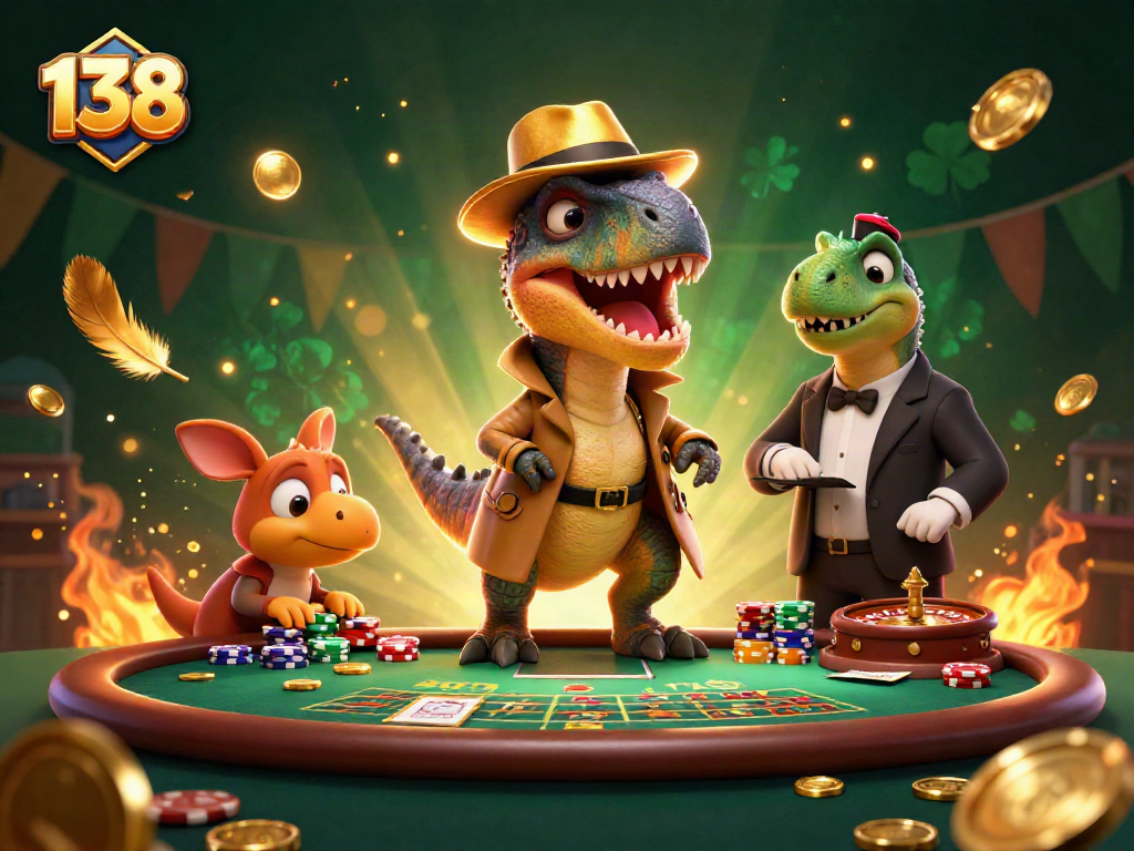 Experience thrills at casino 138 with a velociraptor card counter and casino action.