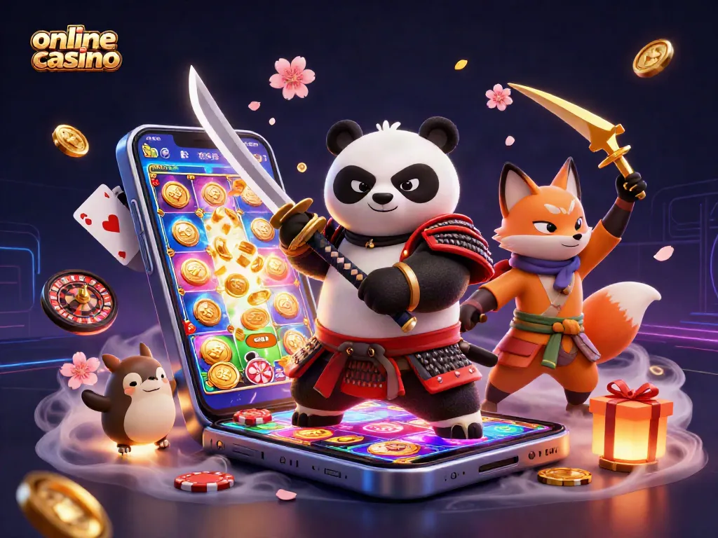 Gana en un casino online mientras disfrutas de una aventura épica con un panda guerrero y un zorro ninja.