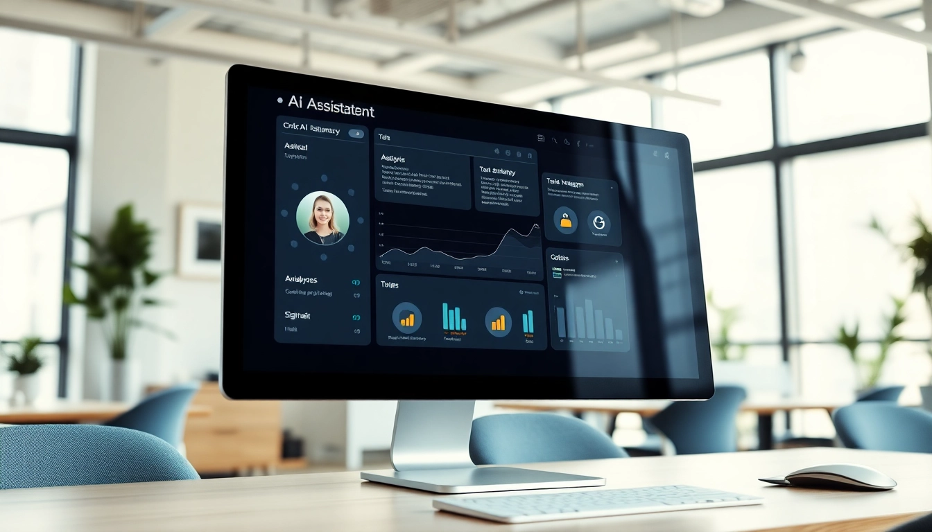Engaging depiction of an enterprise assistant platform enhancing productivity in a professional workspace.