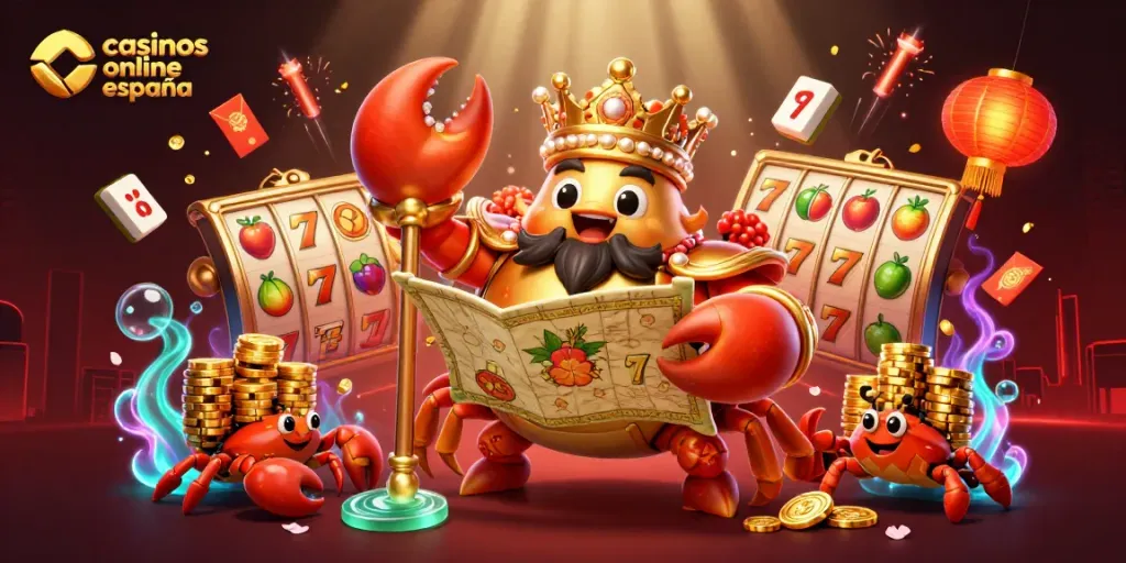 Juega en casinos online España con emoción en un ambiente vibrante lleno de símbolos de fortuna.