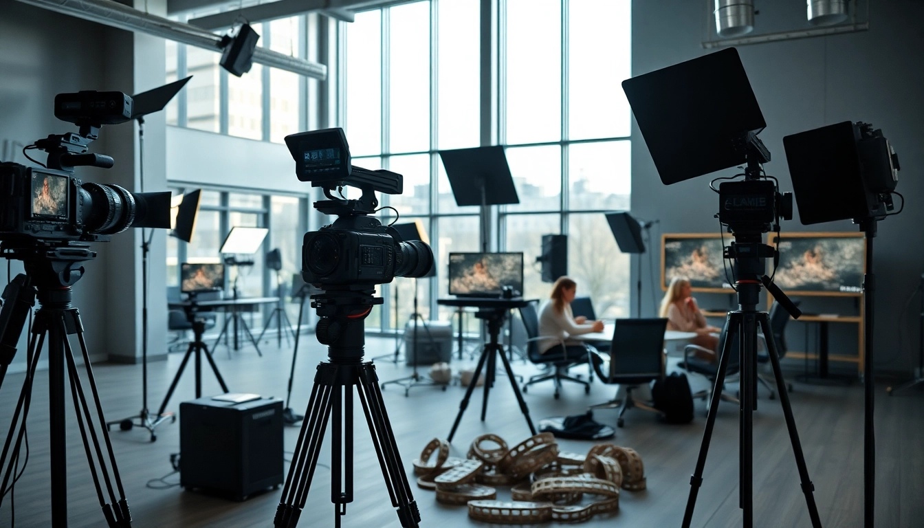 Showcasing video production edmonton studio with modern equipment and creative atmosphere.