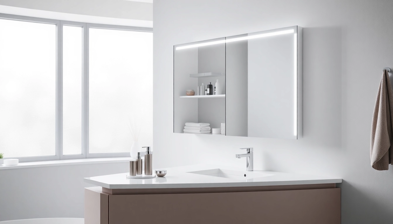 Erleben Sie den sonni Spiegelschrank mit modernem Design und LED-Beleuchtung im Badezimmer.