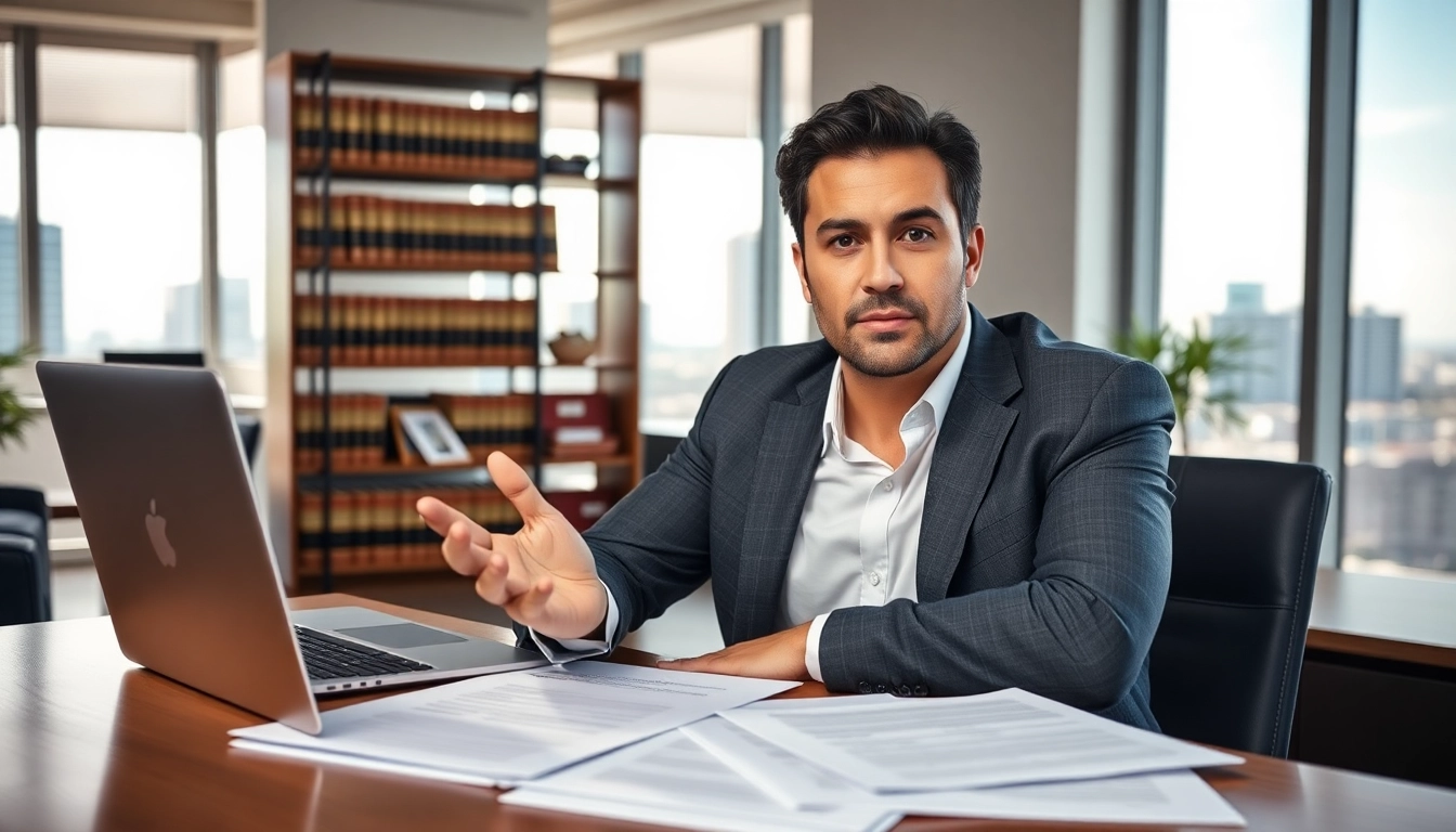 Truck accident attorney Clearwater consulting with clients in a well-lit office.