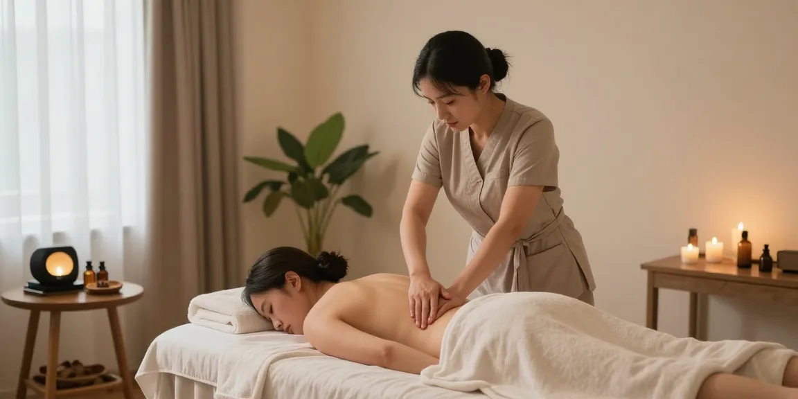 Relaxing Swedish massage therapy scene at makangs.com spa with warm lighting and tranquil atmosphere.