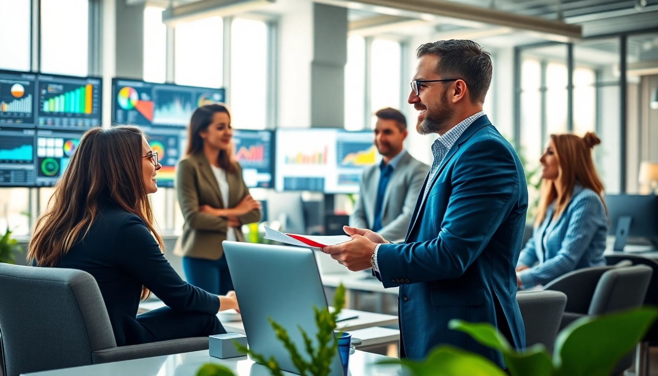 Effektive Marketingberatung in einem modernen Büro mit Teaminteraktionen.