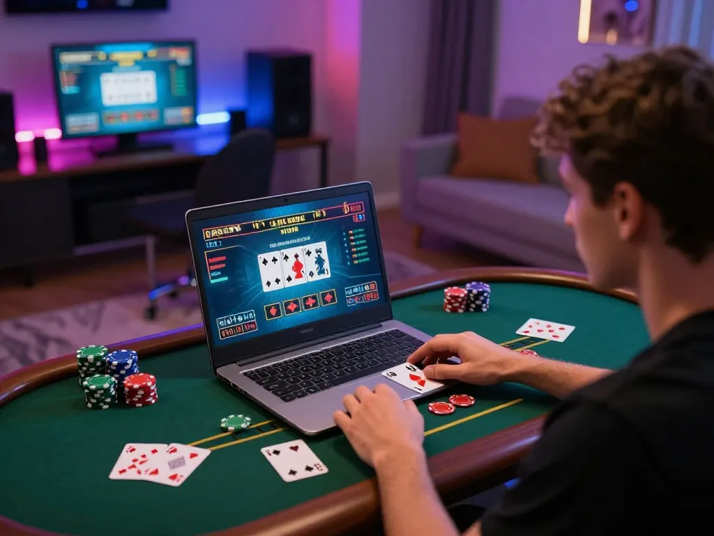 Player enjoying an online blackjack game on s666 platform with advanced graphics and vibrant environment.
