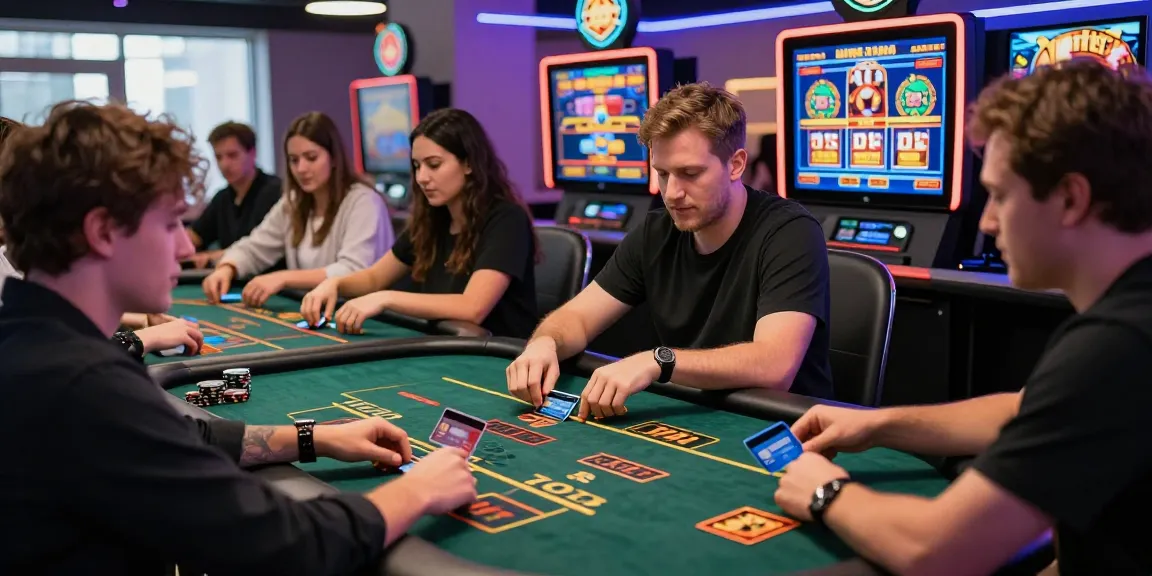 Players enjoying games at online casinos that accept credit cards in a bright, modern environment.