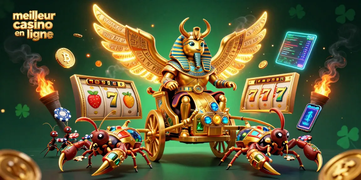 Jouez au meilleur casino en ligne avec un scarabée doré et des éléments de jackpot captivants.