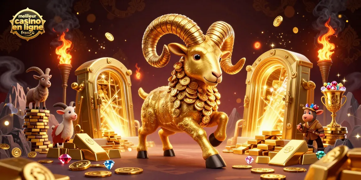 Explorez les trésors du meilleur casino en ligne France avec un puissant bélier doré.