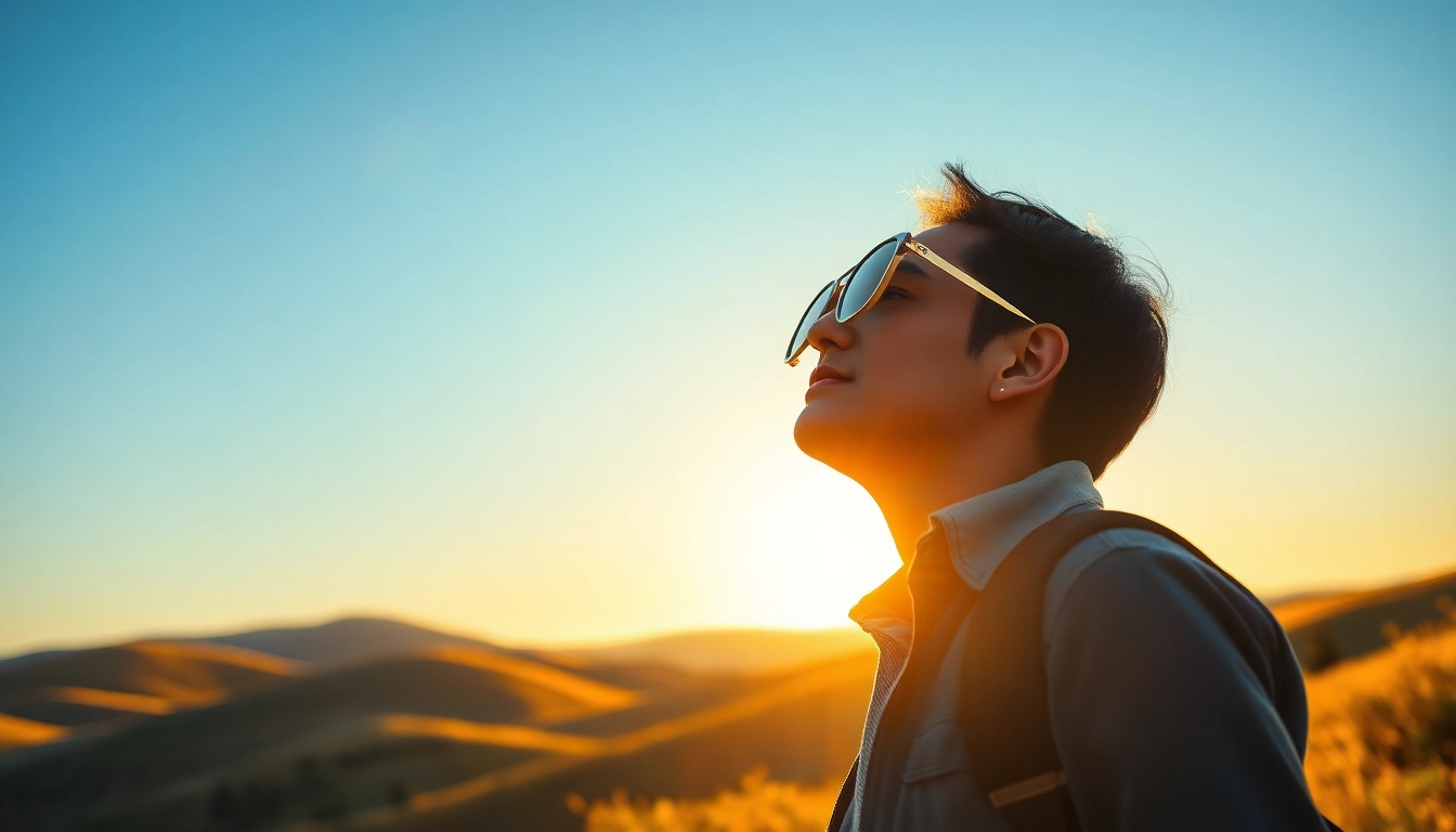 Capture the essence of finding my true calling with a professional gazing towards a bright horizon.