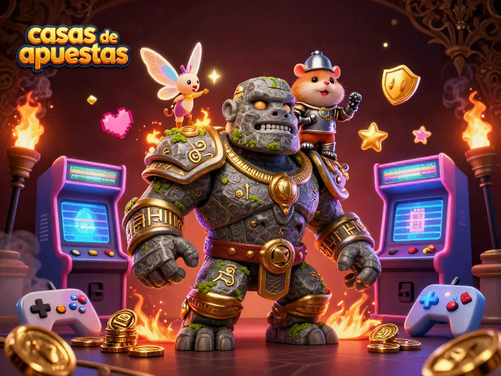 Juega en casas de apuestas con un emocionante golem guardián y su valiente compañero.