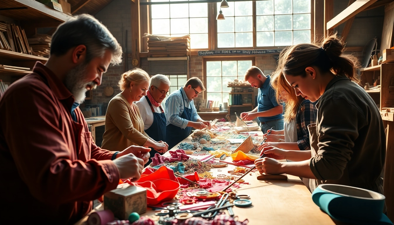 Participating in craft training programs in a lively workshop showcasing hands-on activities.