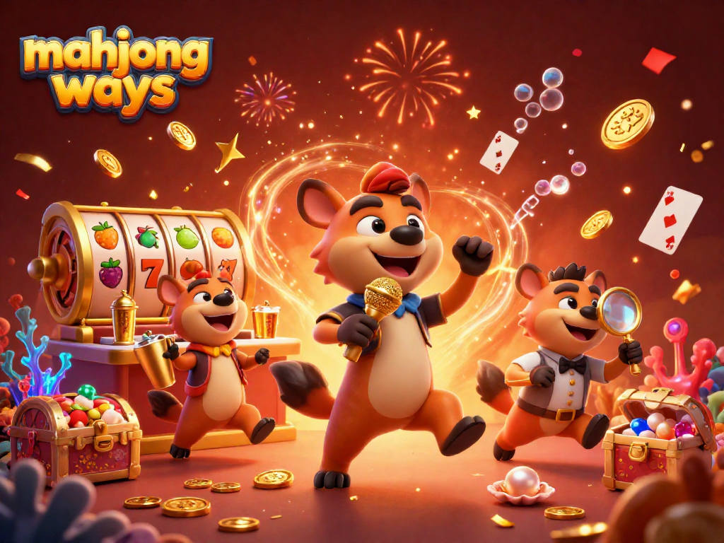 Experience the thrilling environment of mahjong ways in a lively casino with animated hyenas embodying fun and energy.