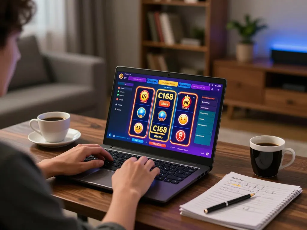 C168 đăng nhập to an exciting online casino game on a laptop, highlighting user experience and strategy