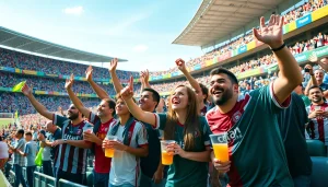 해외축구중계의 열기 속에서 응원하고 있는 축구 팬들 모습