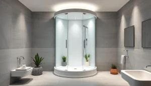 Stylish sonni Duschkabine in a contemporary bathroom with elegant glass features.