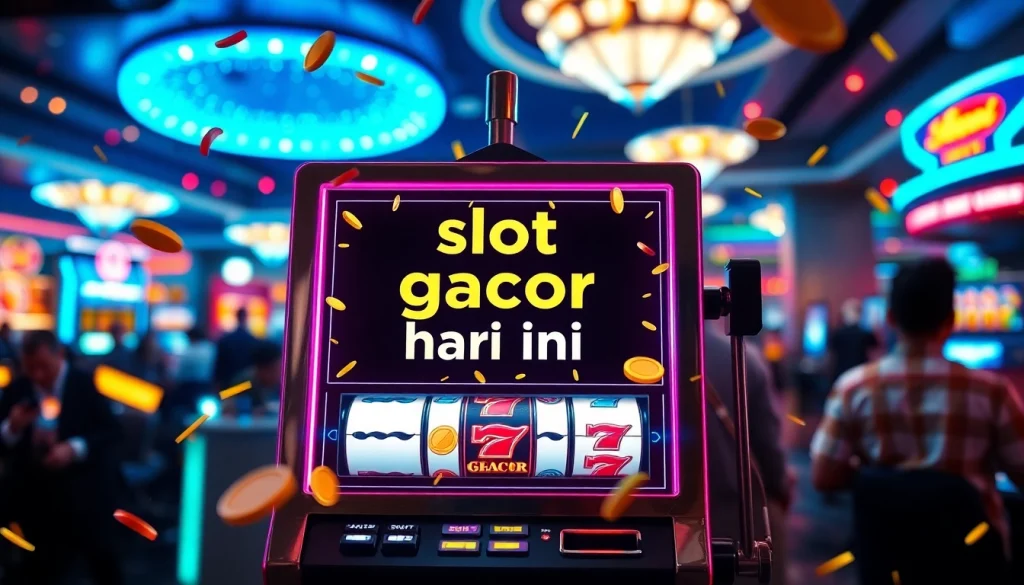 Menggoda pemain dengan slot gacor hari ini di kasino yang cerah dan penuh warna.