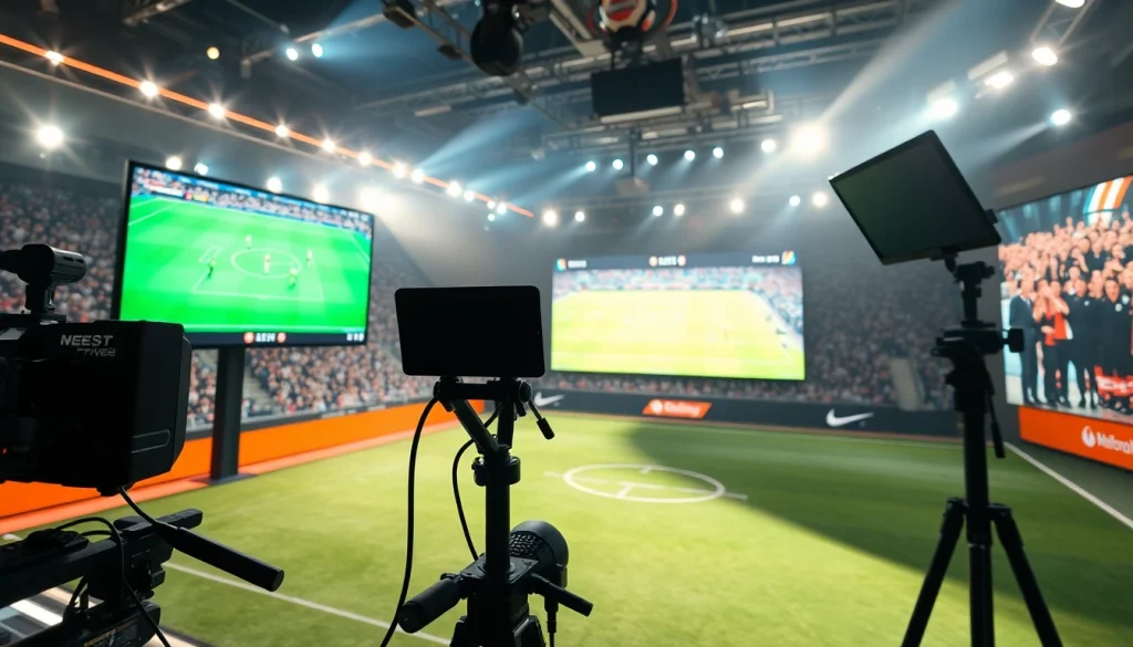 해외축구중계 생중계 장비가 구비된 프로페셔널 스튜디오 모습