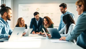 IT Helpdesk Solutions team collaborating effectively in a modern office environment.