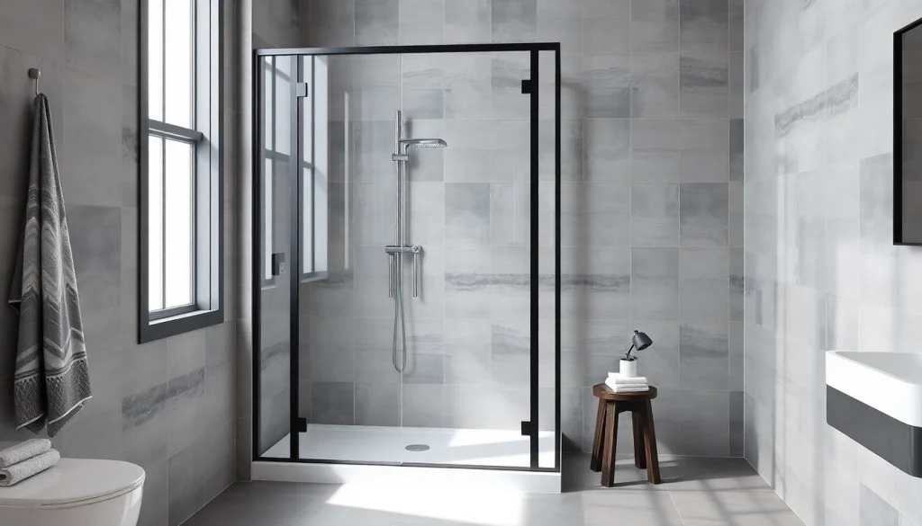 Installer une paroi de douche 150x200 moderne en verre clair dans une salle de bain.