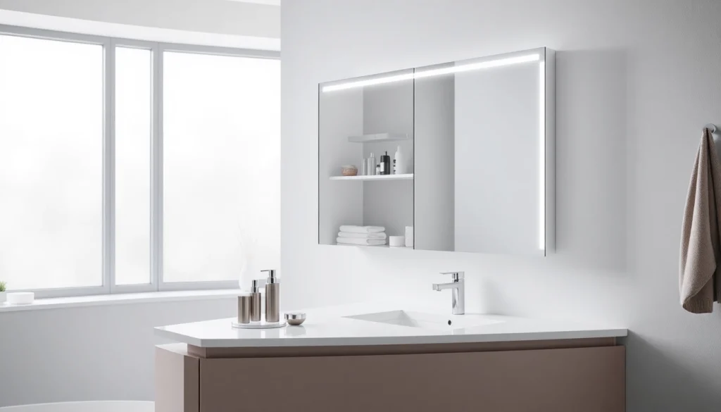 Erleben Sie den sonni Spiegelschrank mit modernem Design und LED-Beleuchtung im Badezimmer.