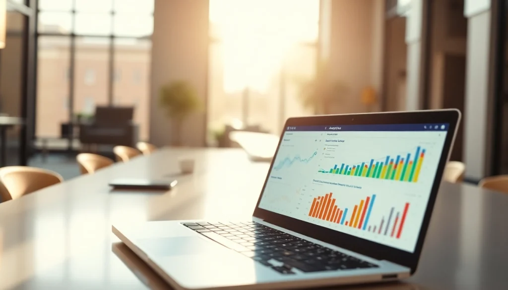 Monitor displaying the best smm panel analytics and metrics in a bright office setting.