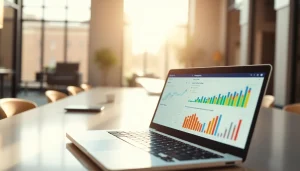 Monitor displaying the best smm panel analytics and metrics in a bright office setting.