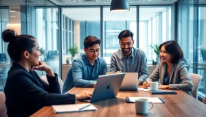 현대 금융 사무실에서 상품권신용카드의 이점을 논의하는 시각적 표현