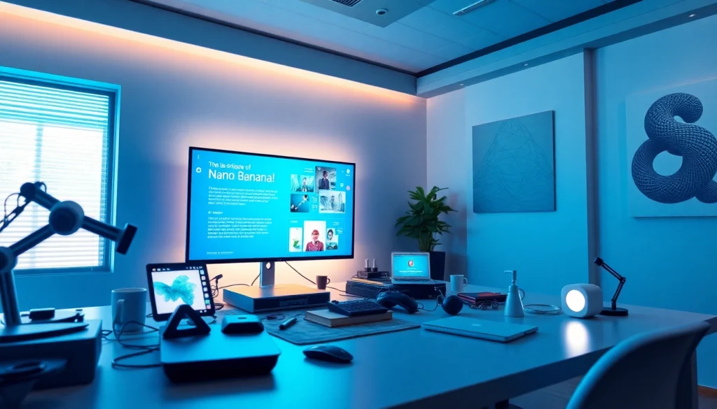 Nano Banana AI image editor interface showcasing innovative photo editing and image generation technology in a modern workspace.