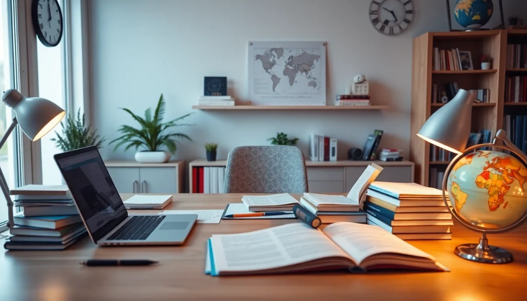 Bureau d'un traducteur professionnel à Lille, montrant l'espace de travail d'un traducteur assermenté.