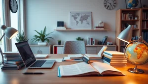 Bureau d'un traducteur professionnel à Lille, montrant l'espace de travail d'un traducteur assermenté.