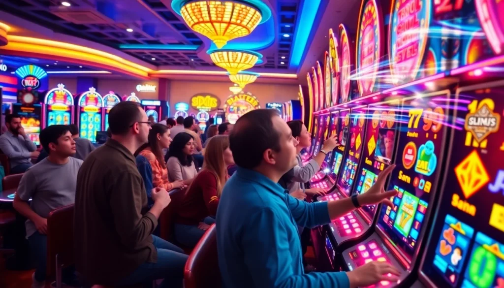 Exciting online casino atmosphere showcasing slot hoki games and enthusiastic players.