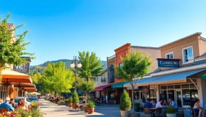 Clarksburg's vibrant downtown scene bustling with local shops and outdoor cafés.